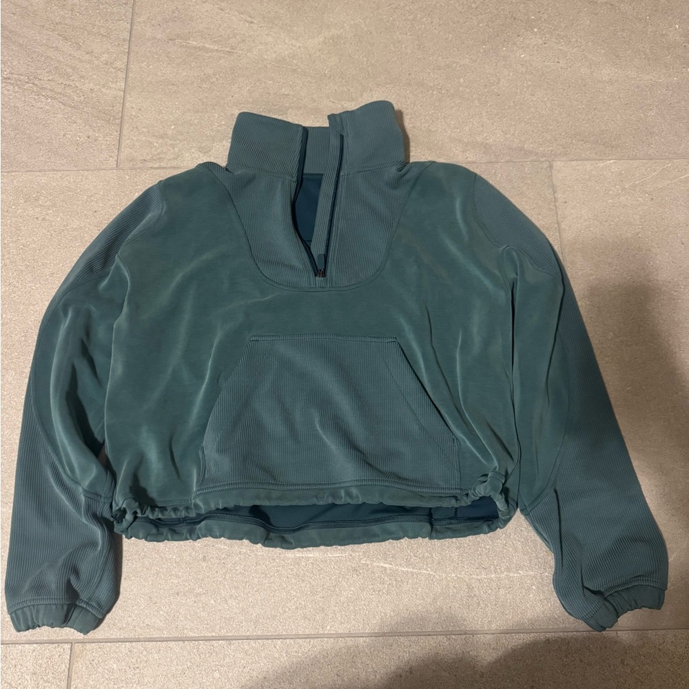 Lululemon green jasper softstream ribbed quarter zip